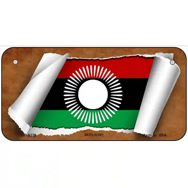 Malawi Flag Scroll Metal Novelty License Plate 6" x 3" (BP)