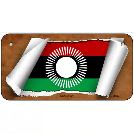 Malawi Flag Scroll Metal Novelty License Plate 6" x 3" (BP)