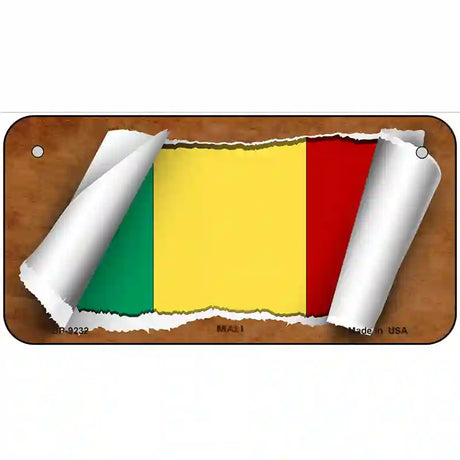 Mali Flag Scroll Metal Novelty License Plate 6" x 3" (BP)