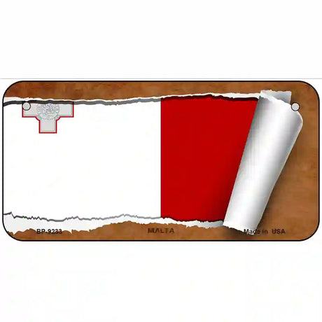 Malta Flag Scroll Metal Novelty License Plate 6" x 3" (BP)