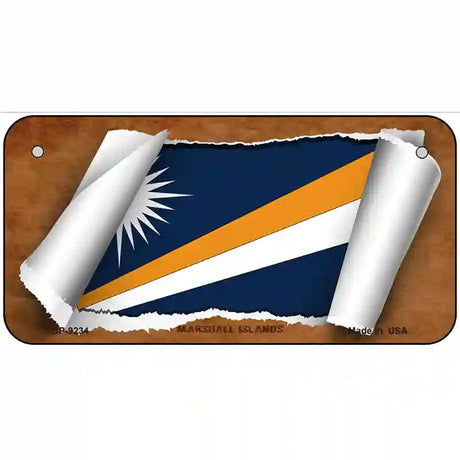 Marshall Islands Flag Scroll Metal Novelty License Plate 6" x 3" (BP)