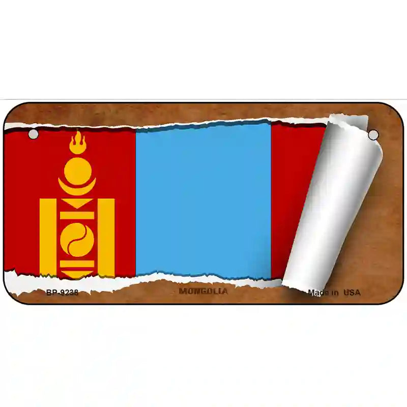 Mongolia Country Flag Scroll Metal Novelty License Plate 6" x 3" (BP)