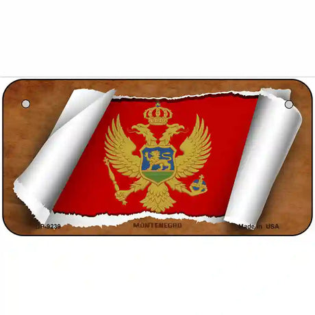 Montenegro Flag Scroll Metal Novelty License Plate 6" x 3" (BP)