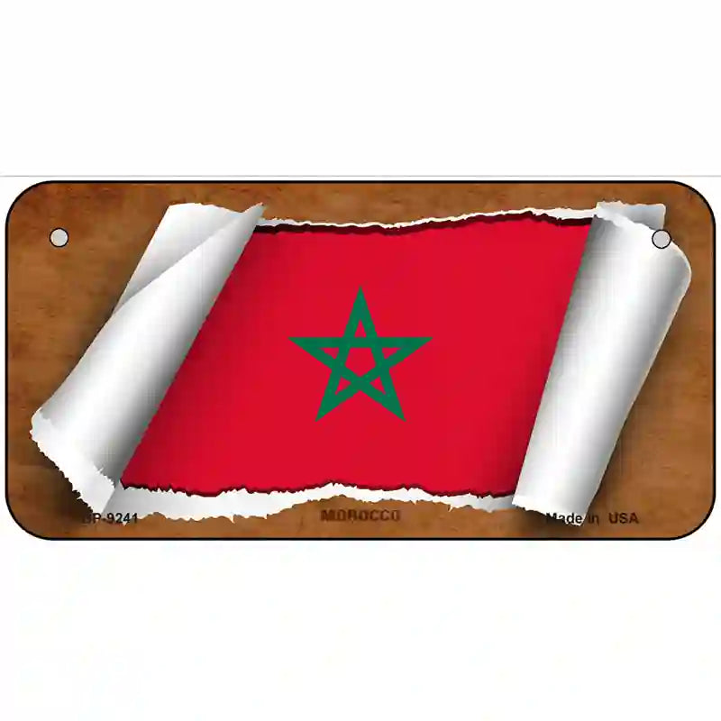 Morocco Flag Scroll Metal Novelty License Plate 6" x 3" (BP)