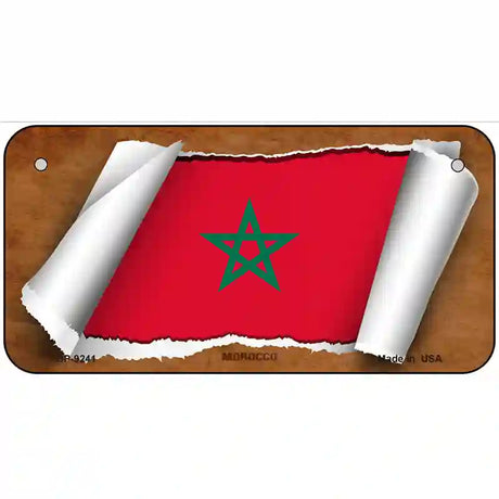 Morocco Flag Scroll Metal Novelty License Plate 6" x 3" (BP)