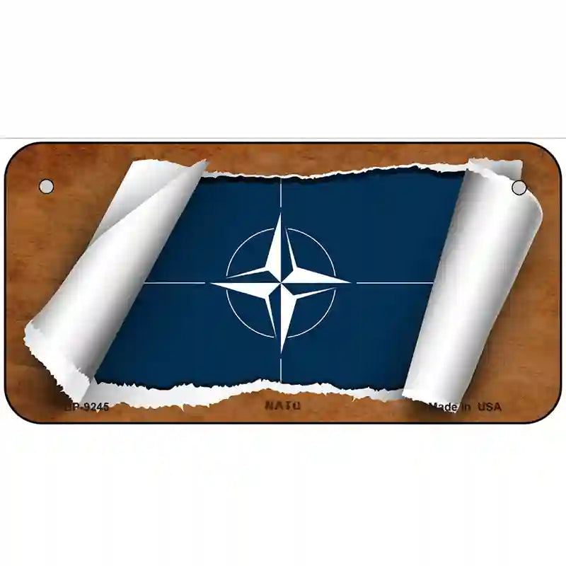 Nato Flag Scroll Metal Novelty License Plate 6" x 3" (BP)