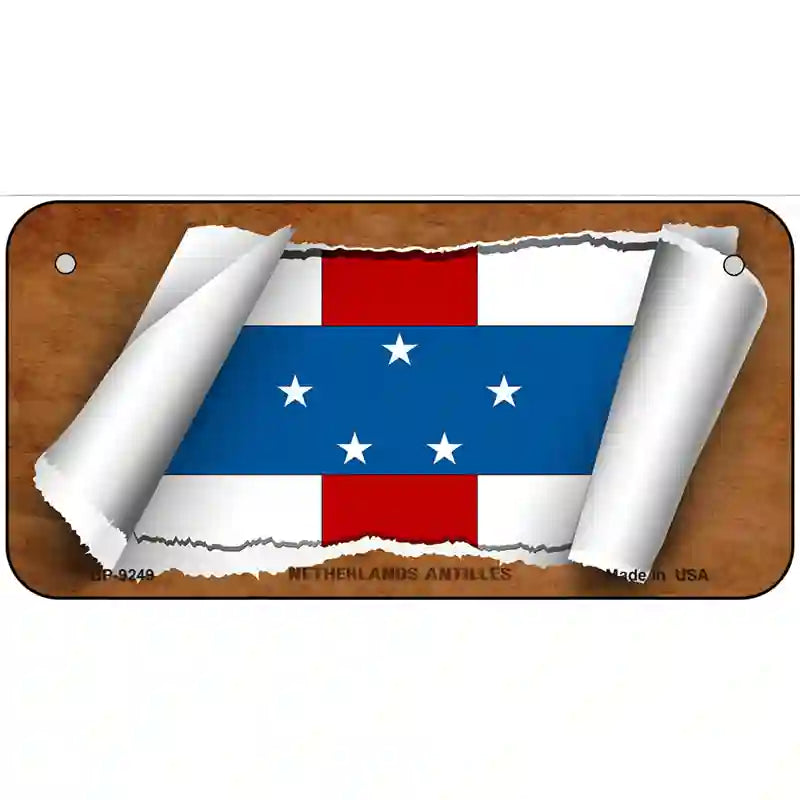 Netherlands Antilles Flag Scroll Metal Novelty License Plate 6" x 3" (BP)