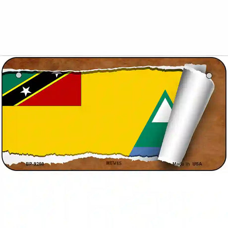 Nevis Flag Scroll Metal Novelty License Plate 6" x 3" (BP)