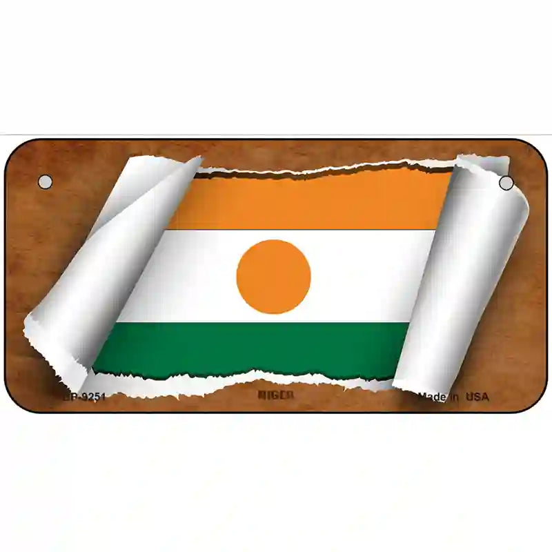 Niger Flag Scroll Metal Novelty License Plate 6" x 3" (BP)