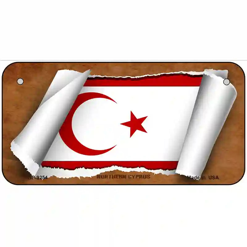 Northern Cyrpus Flag Scroll Metal Novelty License Plate 6" x 3" (BP)