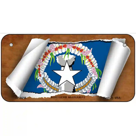 Northern Marianas Flag Scroll Metal Novelty License Plate 6" x 3" (BP)