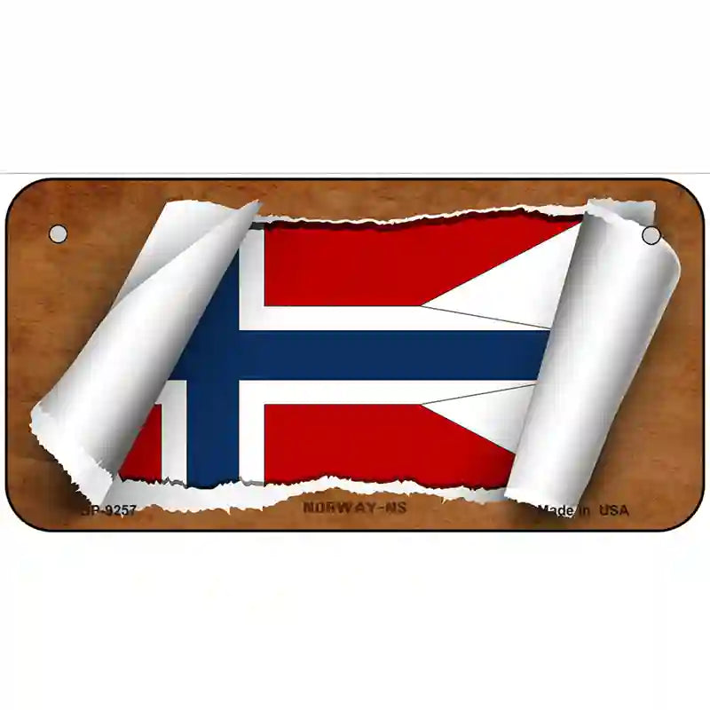 Norway Country Flag Scroll Metal Novelty License Plate 6" x 3" (BP)