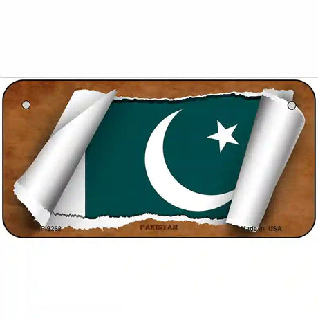 Pakistan Flag Scroll Metal Novelty License Plate 6" x 3" (BP)