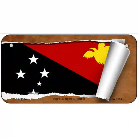 Papua New Guinea Flag Scroll Metal Novelty License Plate 6" x 3" (BP)