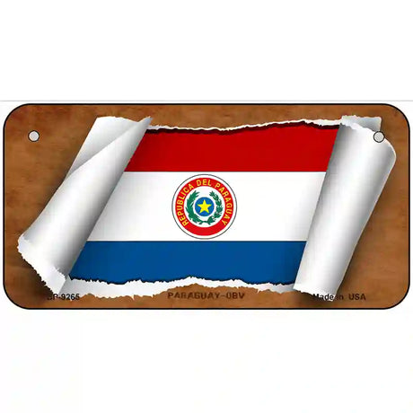 Paraguay-OBV Flag Scroll Metal Novelty License Plate 6" x 3" (BP)