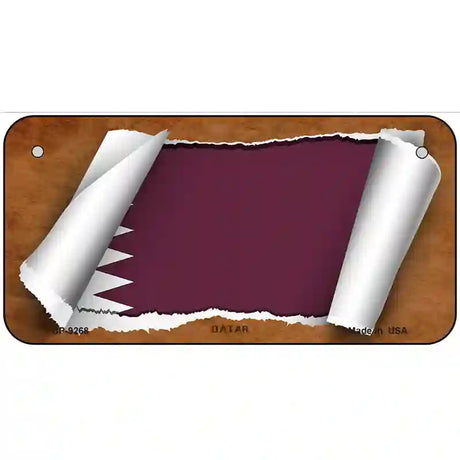 Qatar Flag Scroll Metal Novelty License Plate 6" x 3" (BP)