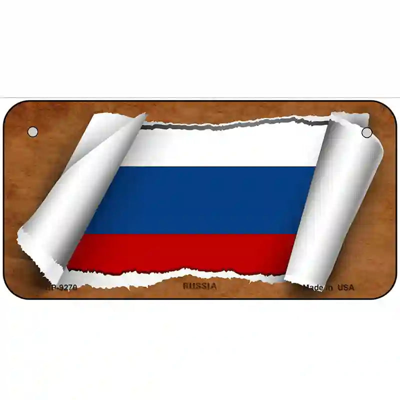 Russia Flag Scroll Metal Novelty License Plate 6" x 3" (BP)