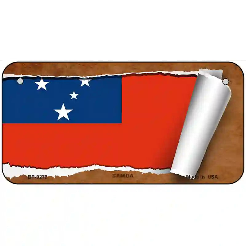 Samoa Flag Scroll Metal Novelty License Plate 6" x 3" (BP)