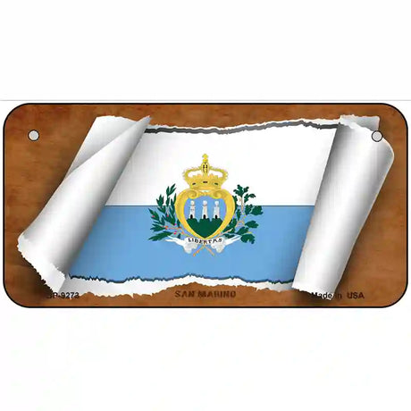 San Marino Flag Scroll Metal Novelty License Plate 6" x 3" (BP)