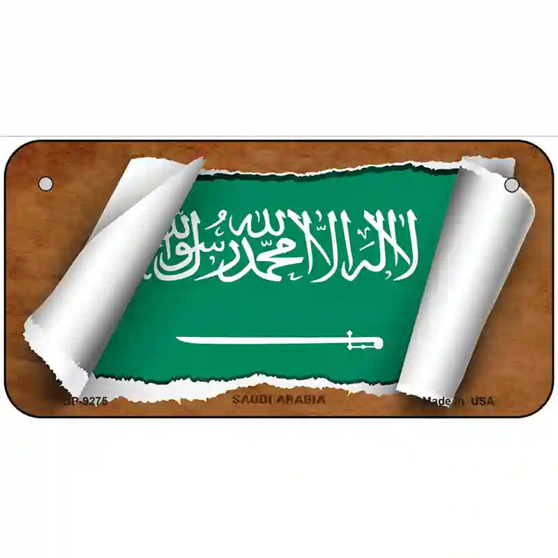 Saudi Arabia Flag Scroll Metal Novelty License Plate 6" x 3" (BP)