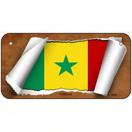 Senegal Flag Scroll Metal Novelty License Plate 6" x 3" (BP)