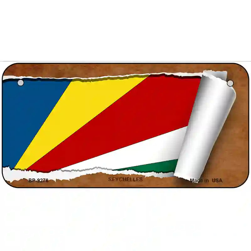 Seychelles Flag Scroll Metal Novelty License Plate 6" x 3" (BP)