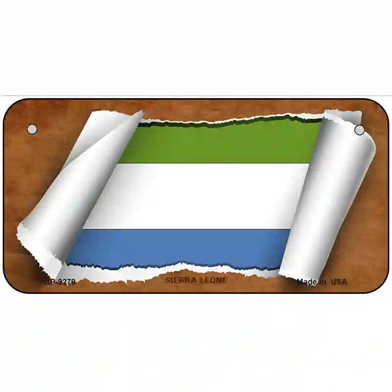 Sierra Leone Flag Scroll Metal Novelty License Plate 6" x 3" (BP)