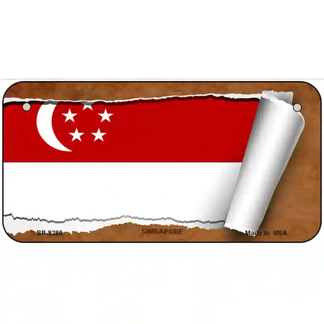 Singapore Flag Scroll Metal Novelty License Plate 6" x 3" (BP)