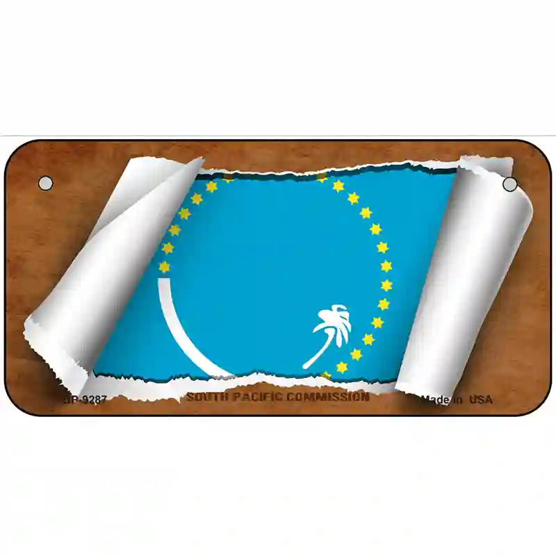 South Pacific Commission Flag Scroll Metal Novelty License Plate 6" x 3" (BP)