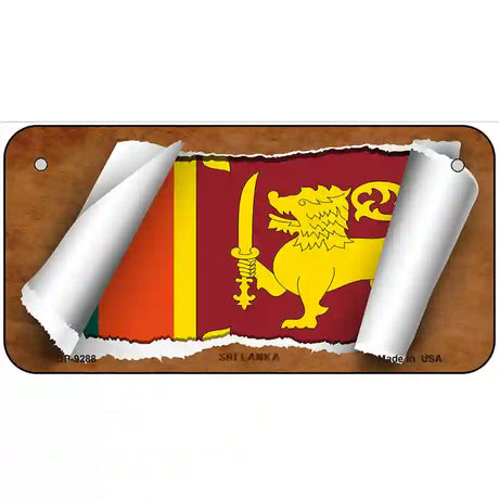 Sri Lanka Flag Scroll Metal Novelty License Plate 6" x 3" (BP)