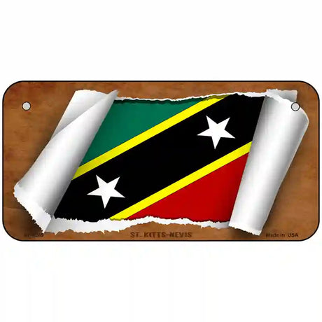 St Kitts-Nevis Flag Scroll Metal Novelty License Plate 6" x 3" (BP)