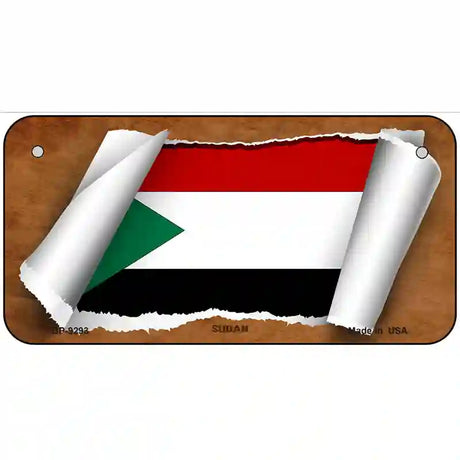 Sudan Flag Scroll Metal Novelty License Plate 6" x 3" (BP)