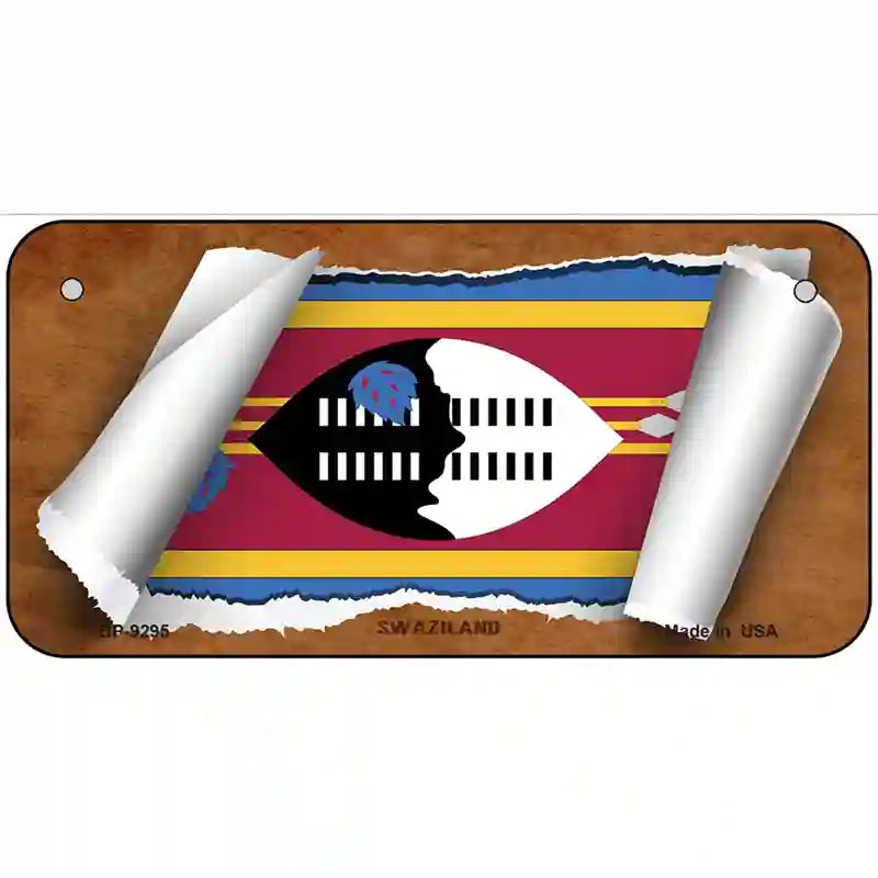 Swaziland Flag Scroll Metal Novelty License Plate 6" x 3" (BP)