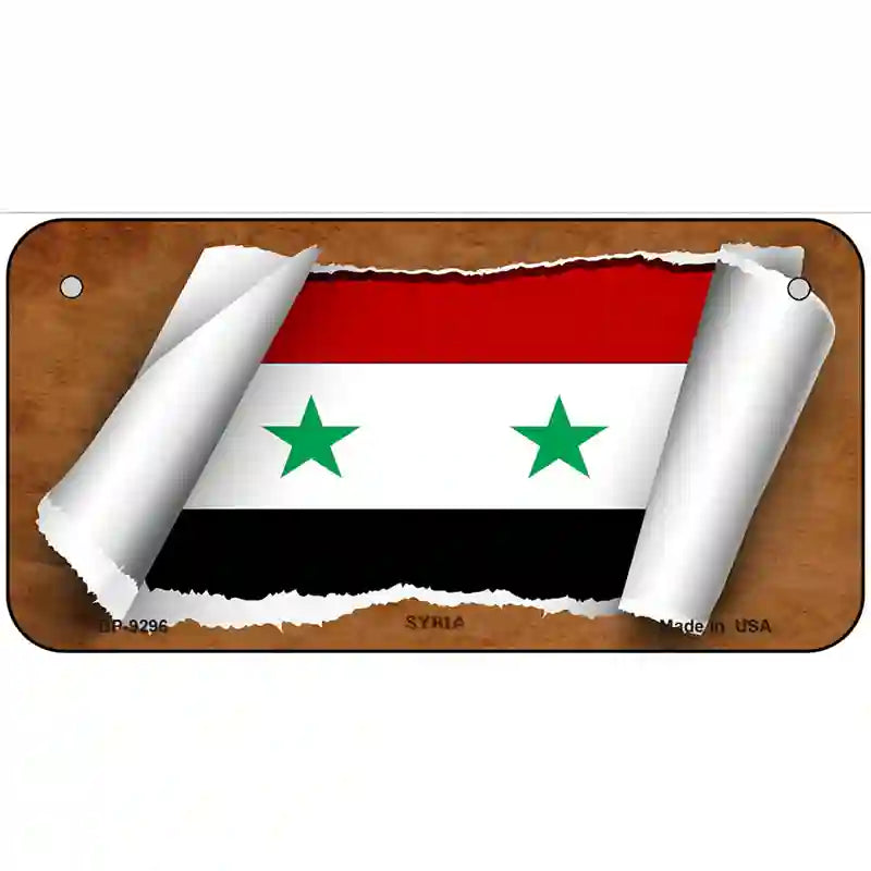 Syria Flag Scroll Metal Novelty License Plate 6" x 3" (BP)