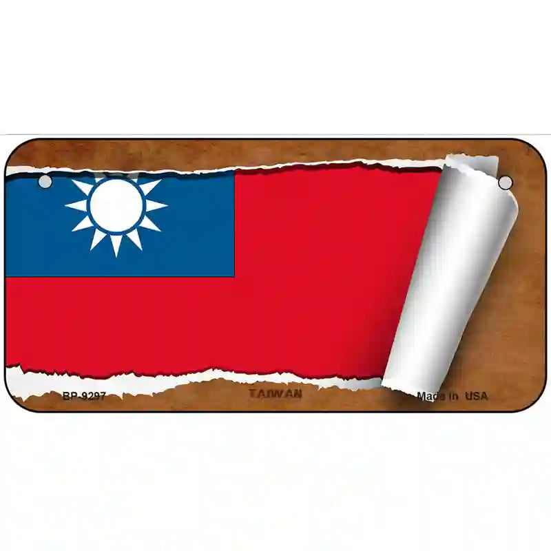 Taiwan Flag Scroll Metal Novelty License Plate 6" x 3" (BP)