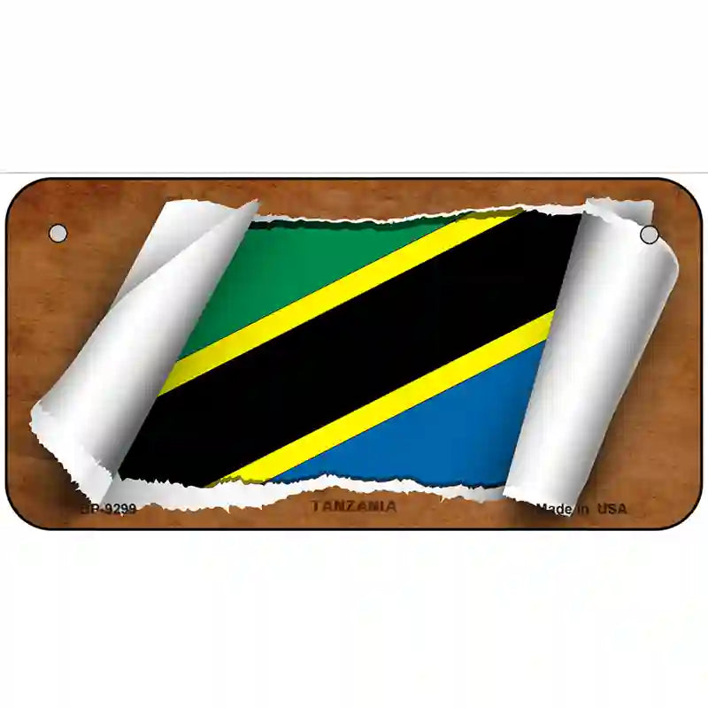 Tanzania Flag Scroll Metal Novelty License Plate 6" x 3" (BP)