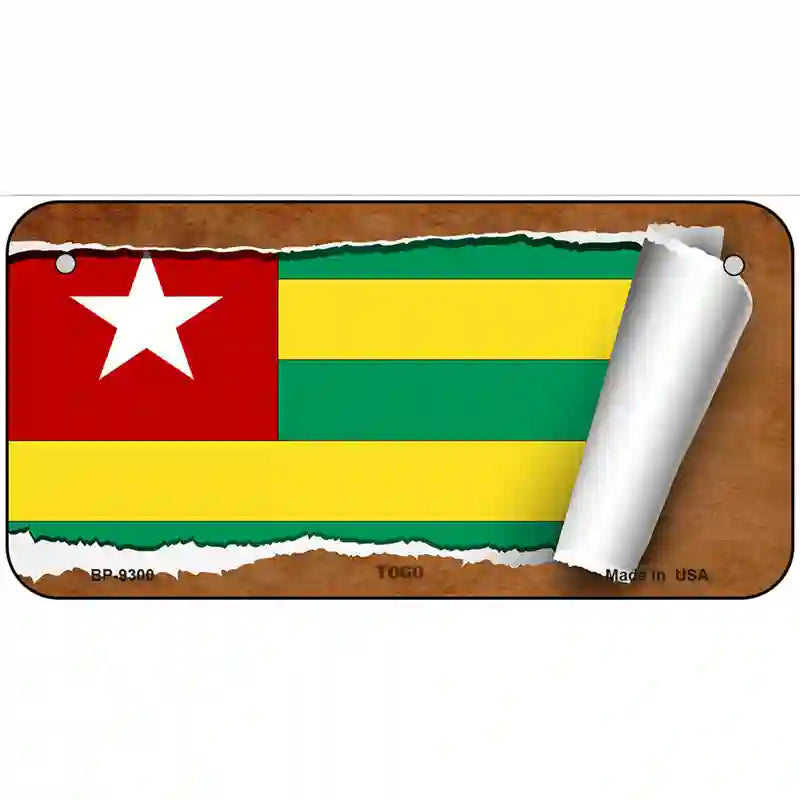 Togo Flag Scroll Metal Novelty License Plate 6" x 3" (BP)