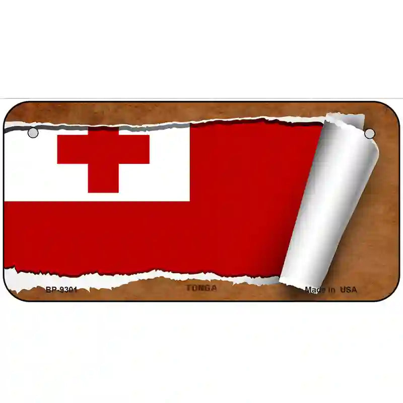 Tonga Flag Scroll Metal Novelty License Plate 6" x 3" (BP)