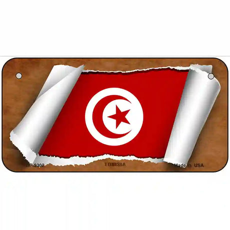 Tunisia Flag Scroll Metal Novelty License Plate 6" x 3" (BP)