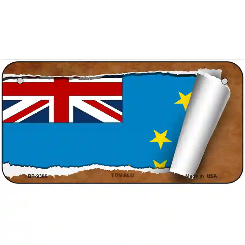 Tuvalu Flag Scroll Metal Novelty License Plate 6" x 3" (BP)