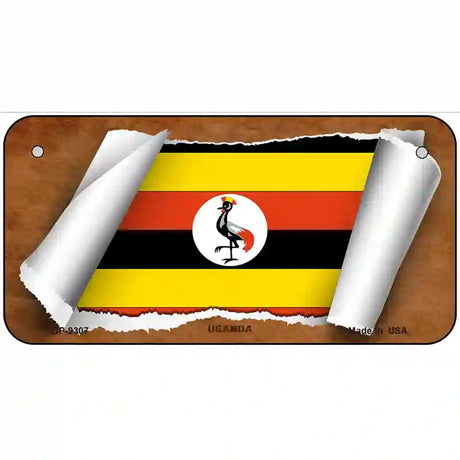 Uganda Flag Scroll Metal Novelty License Plate 6" x 3" (BP)