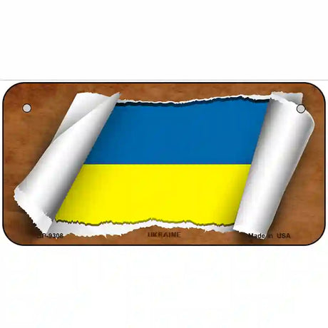 Ukraine Flag Scroll Metal Novelty License Plate 6" x 3" (BP)