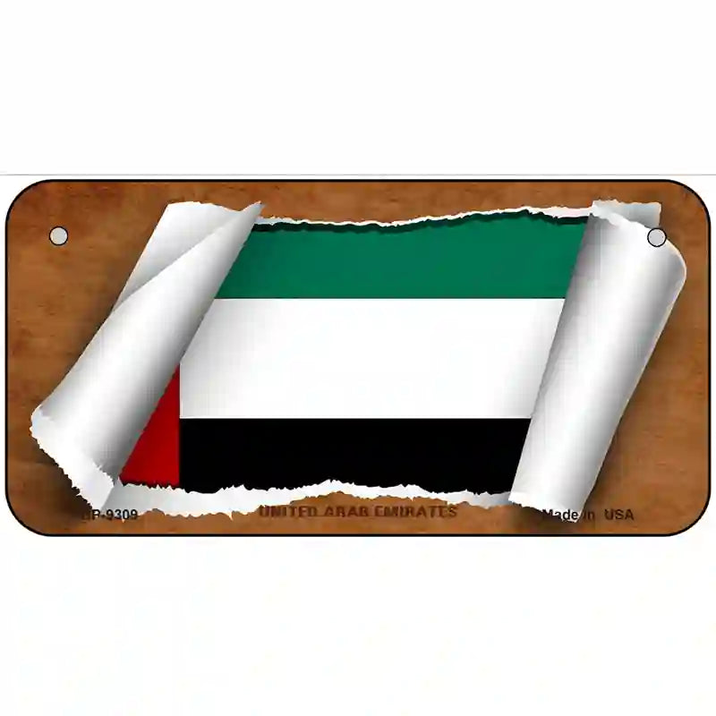 United Arab Emirates Flag Scroll Metal Novelty License Plate 6" x 3" (BP)