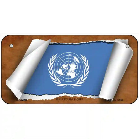 United Nations Flag Scroll Metal Novelty License Plate 6" x 3" (BP)