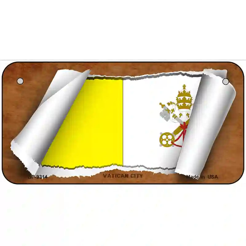 Vatican City Flag Scroll Metal Novelty License Plate 6" x 3" (BP)