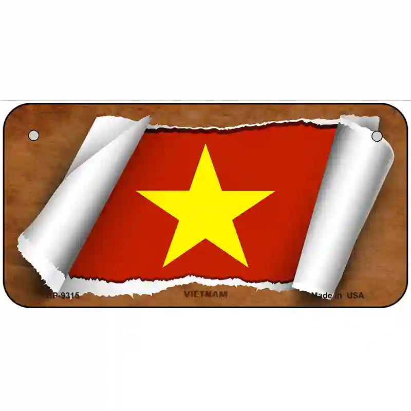 Vietnam Flag Scroll Metal Novelty License Plate 6" x 3" (BP)