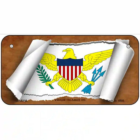 Virgin Islands US Flag Scroll Metal Novelty License Plate 6" x 3" (BP)