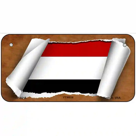 Yemen Flag Scroll Metal Novelty License Plate 6" x 3" (BP)