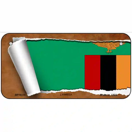 Zambia Flag Scroll Metal Novelty License Plate 6" x 3" (BP)