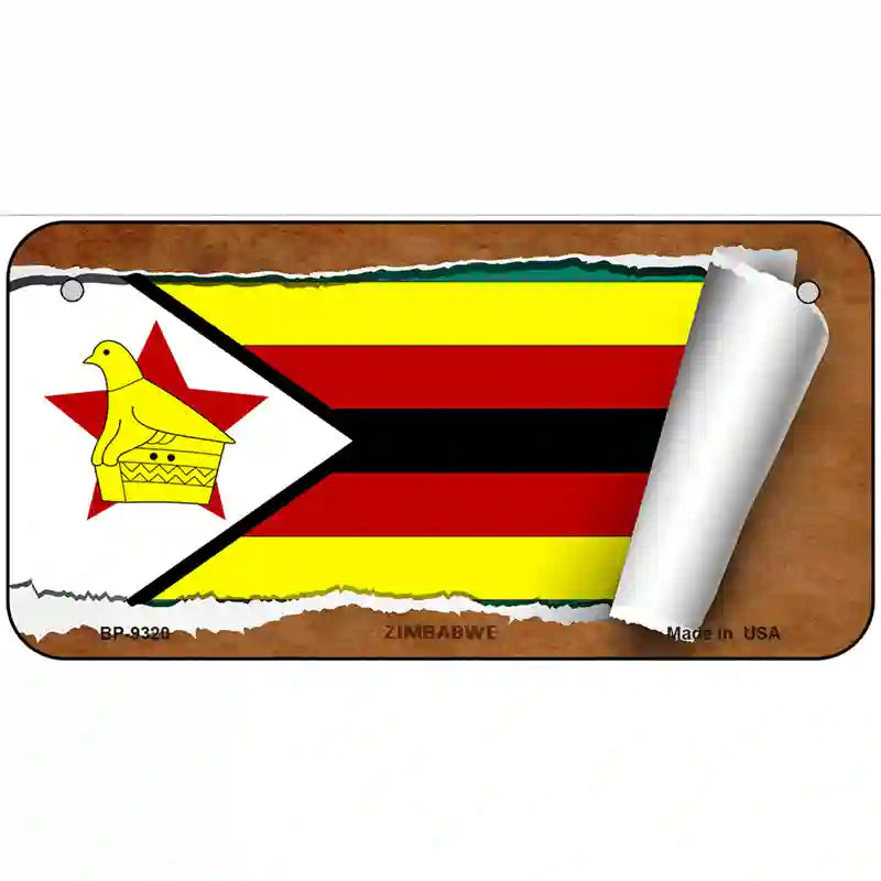 Zimbabwe Flag Scroll Metal Novelty License Plate 6" x 3" (BP)